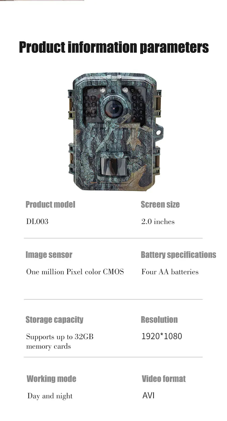 1080P Hunting Camera with Night Vision, 120° Detection, IP65