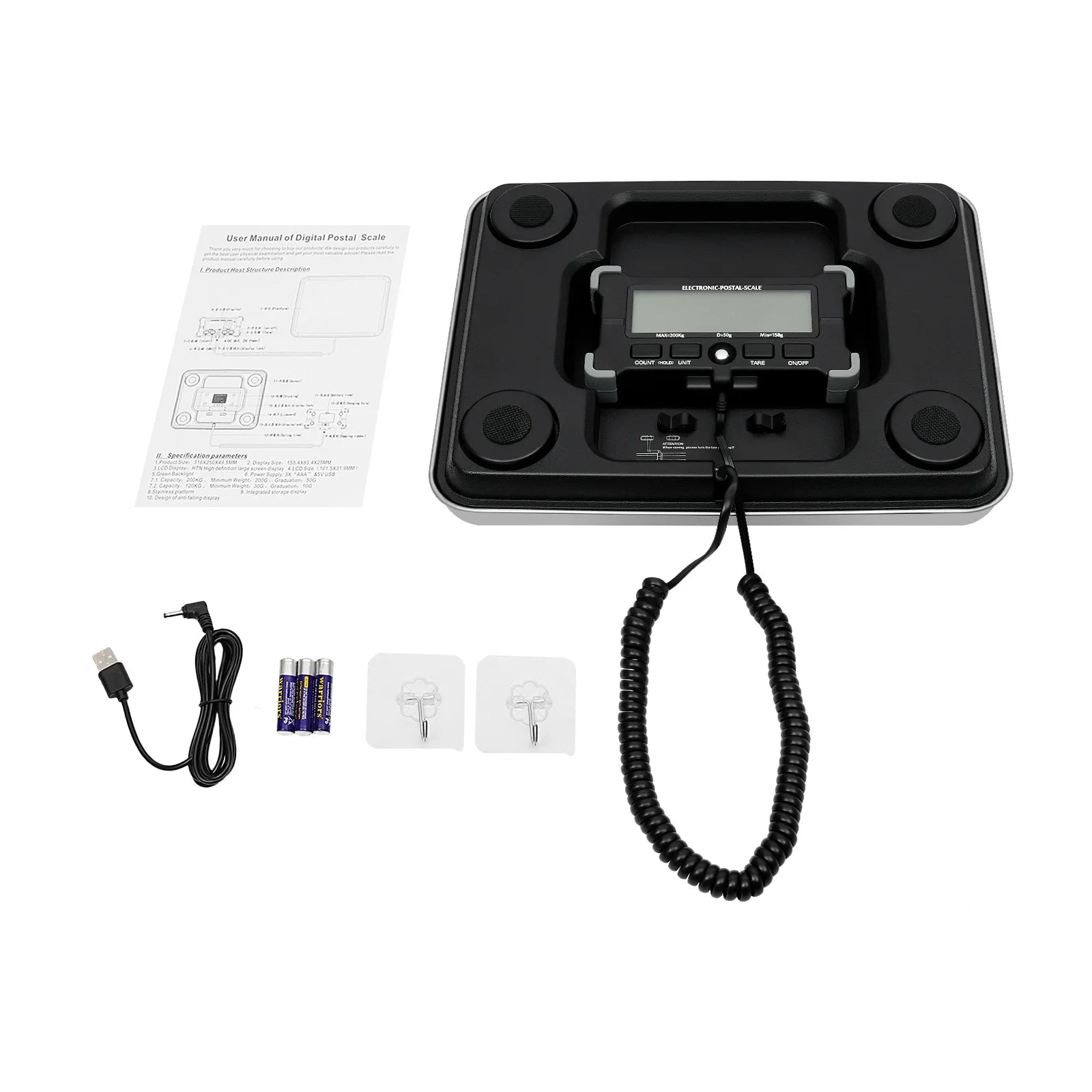 440 lb Heavy Duty Postal Package Scale with LCD Display