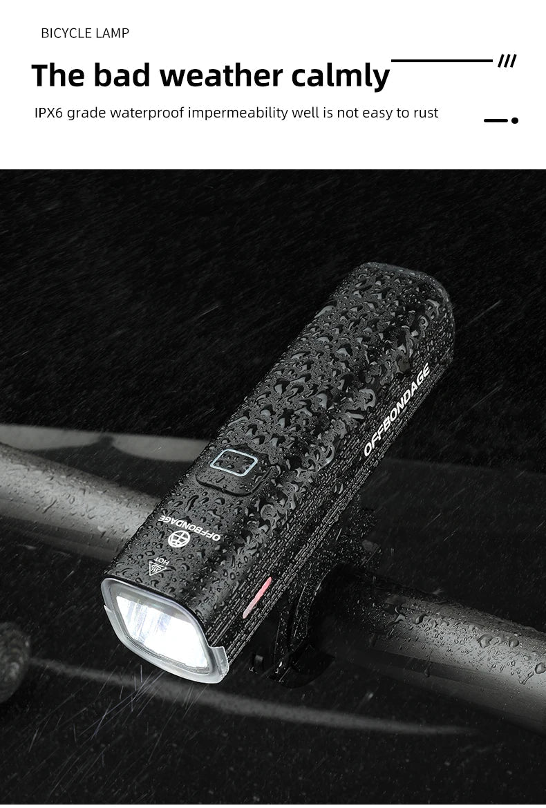 OFFBONDAGE Bicycle Light 1000Lumen Bike Headlight Power Bank Flashlight Handlebar USB Charging MTB Road Highlight 