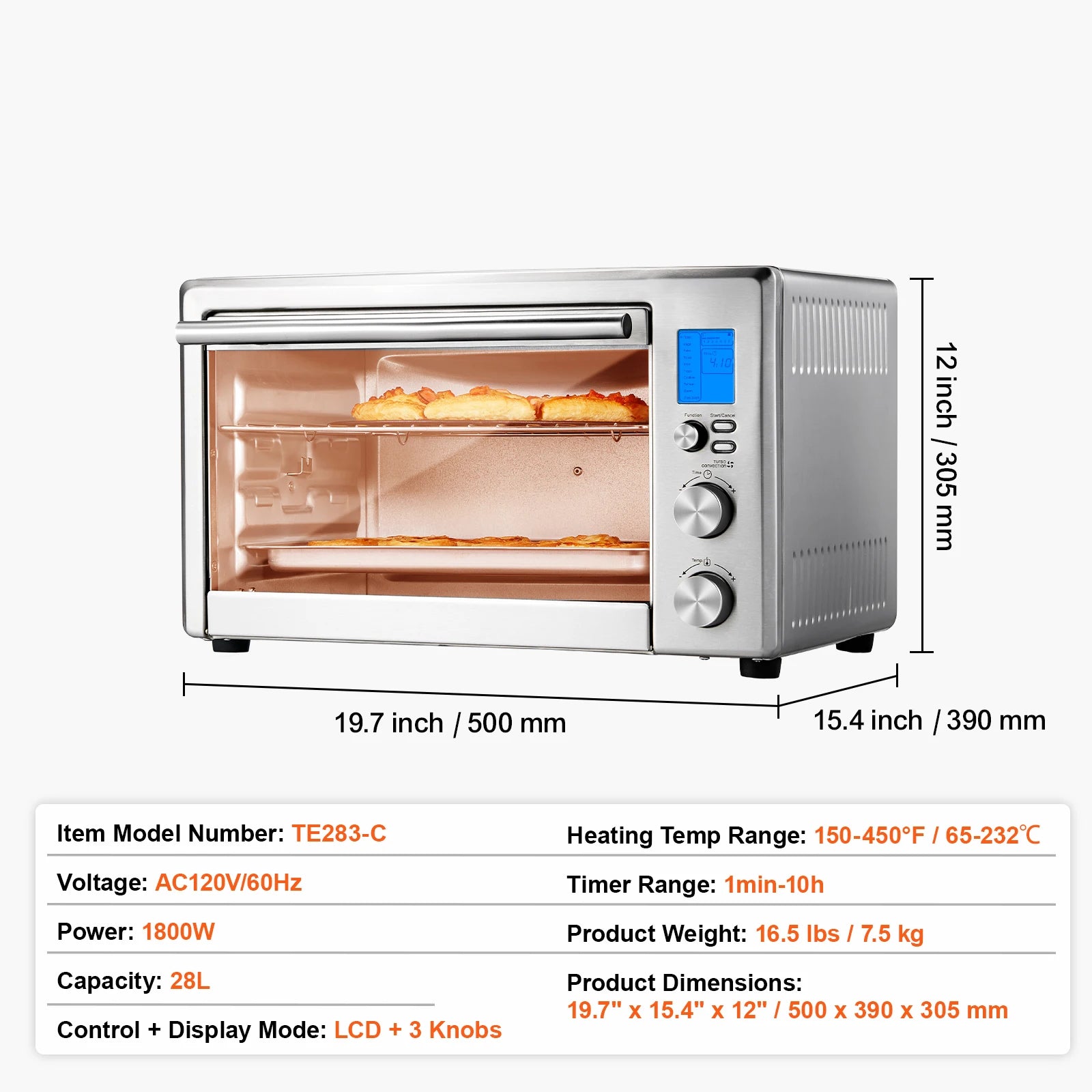 10-in-1 Convection Oven 28L Countertop Oven with Rotisserie