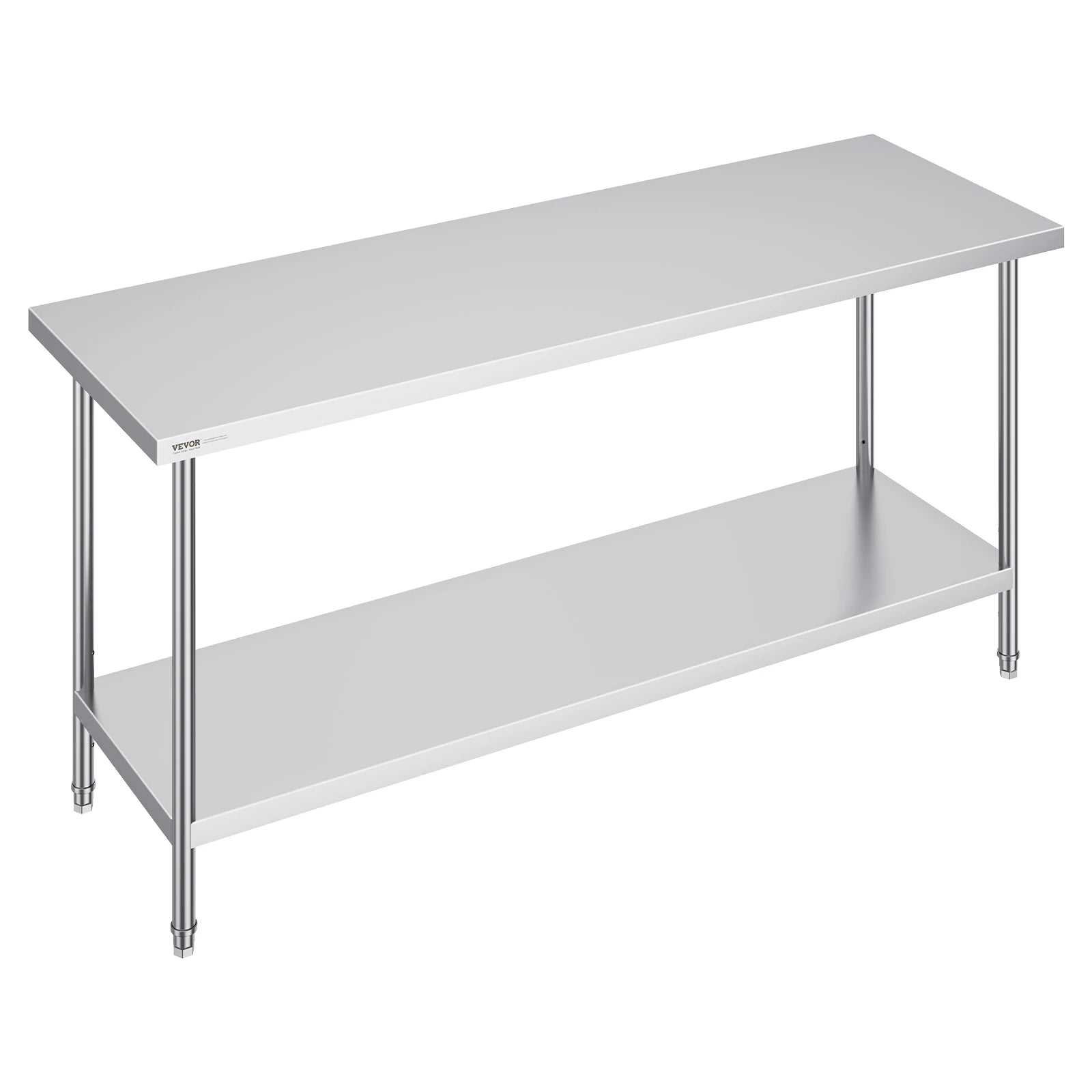 Table de préparation en acier inoxydable avec étagère réglable pour usage en cuisine