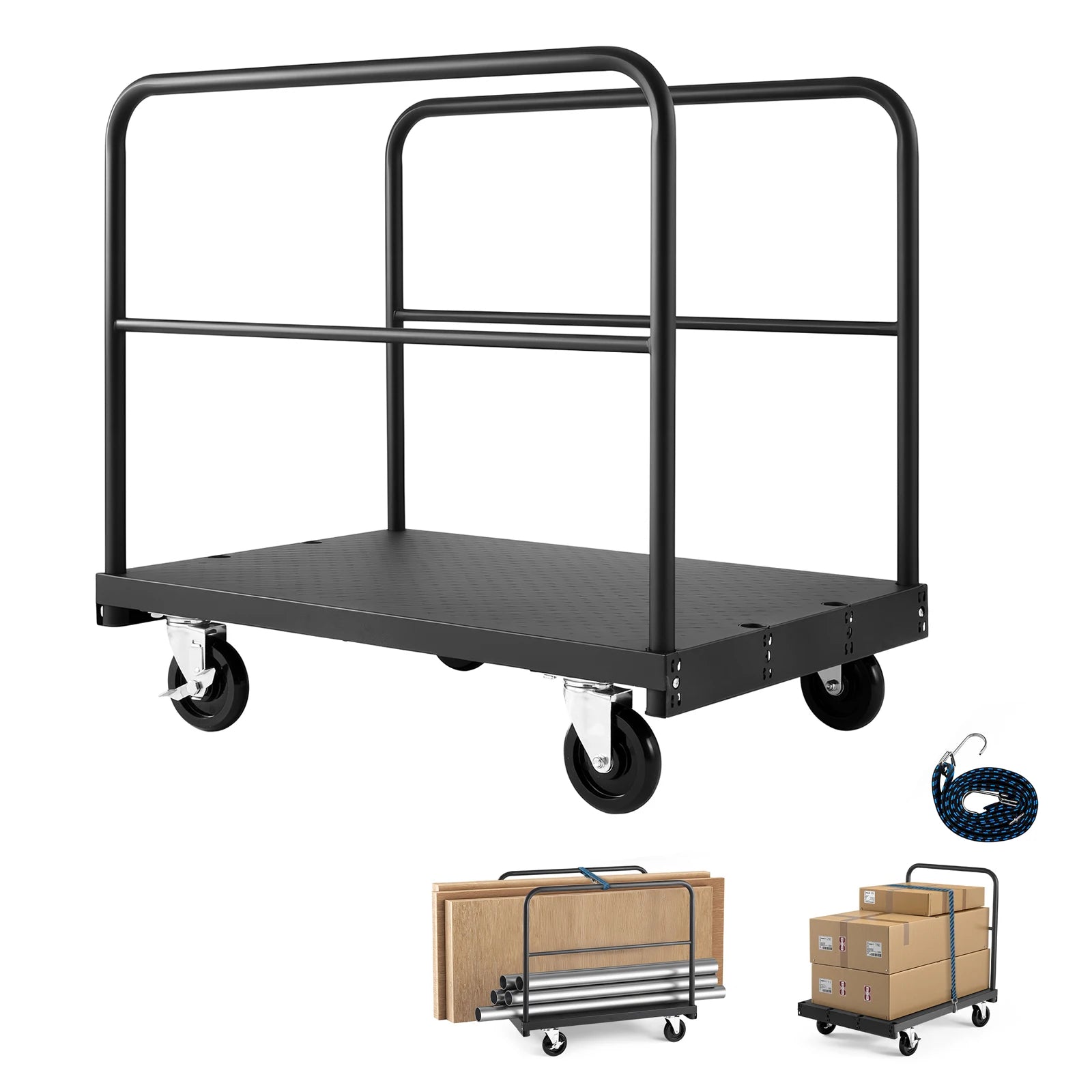 2-i-1 Gipsvagn Dolly 1800 lbs Stålpanelvagn 36x24 Plattform