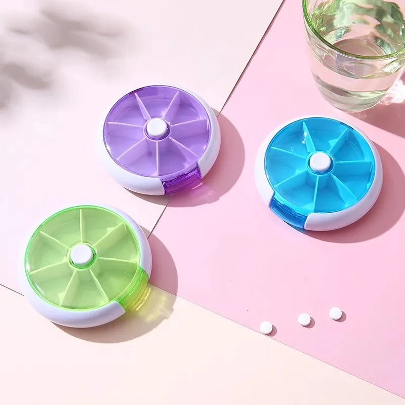 Portable Rotating Pill Box - 7-Day Weekly Pill Organizer