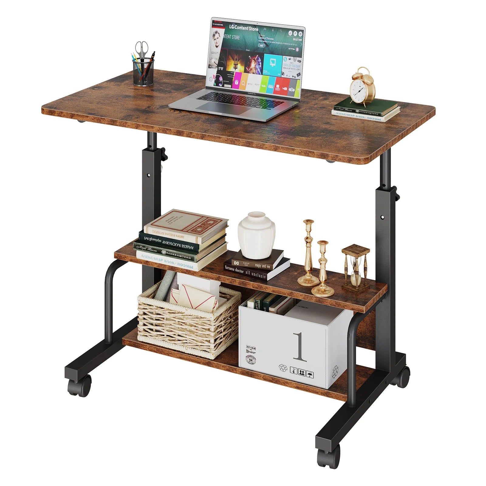 Adjustable Height Mobile Standing Desk with Wheels 31.5 Inch