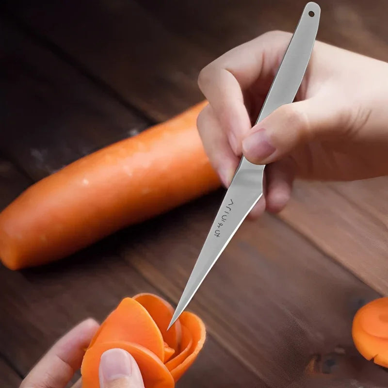 Stainless Steel Fruit Carving Knives, Single or Three-Piece Options