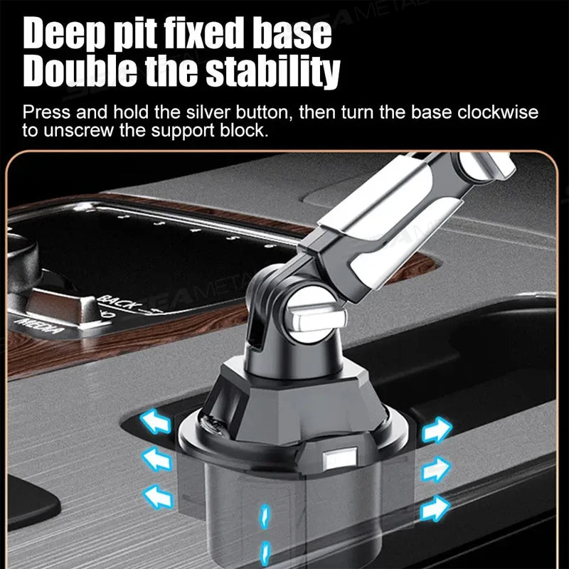 SEAMETAL Car Phone Mount on Cup Holder 6.5-9.5CM Adjustable Base Tablet/Phone Holder 360-Degree Flexible Rotation Phone Stand