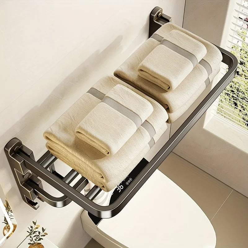 2-Layer RV Foldable Towel Rack - Wall Mounted Storage Space For Campers To Save Space 90 ° Foldable Aluminum Storage Rack