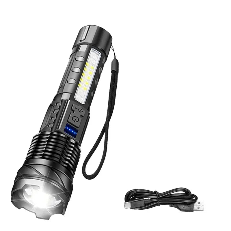 USB Rechargeable Clip Flashlight with Side Light