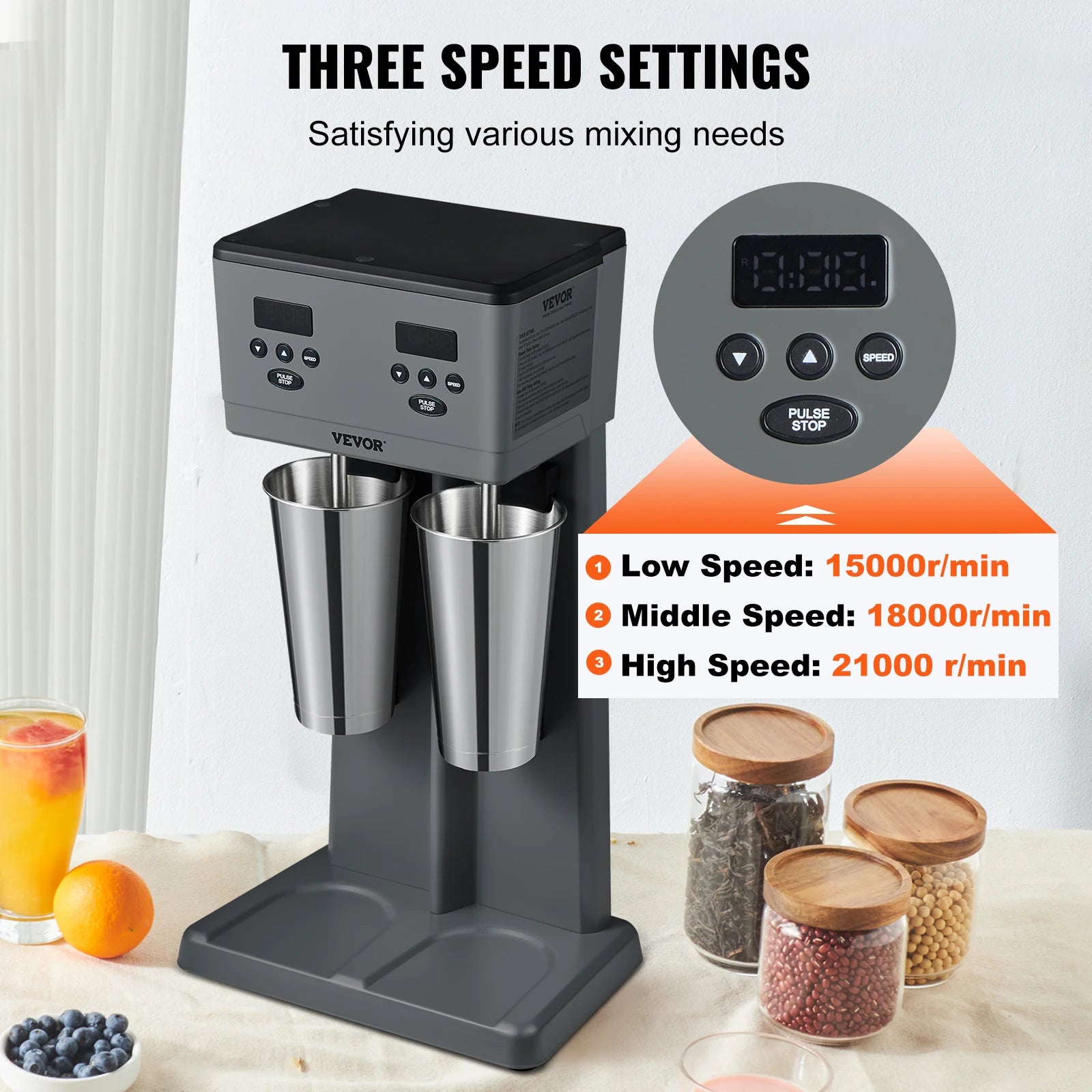 Double Head Milkshake Maker 375W x2 Commercial Drink Mixer