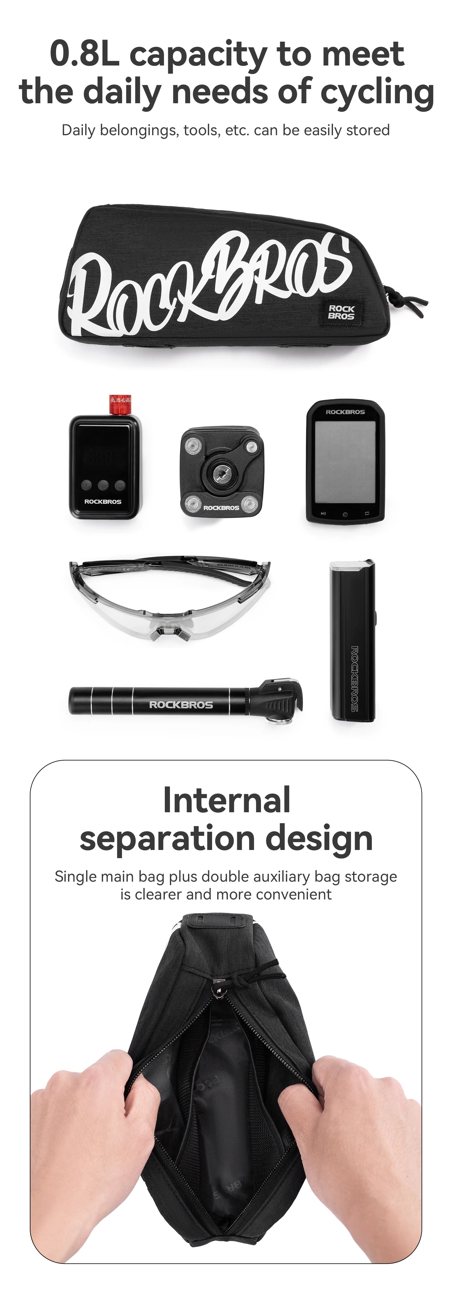 Bike Top Tube Bag 0.8L Rainproof Frame Pack