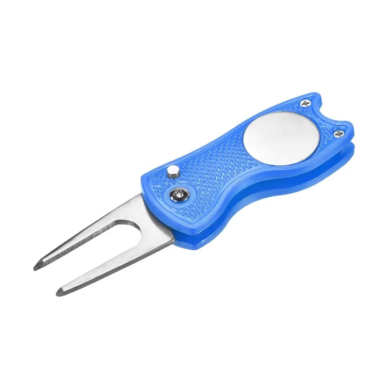 Folding Golf Divot Tool with Magnetic Ball Marker