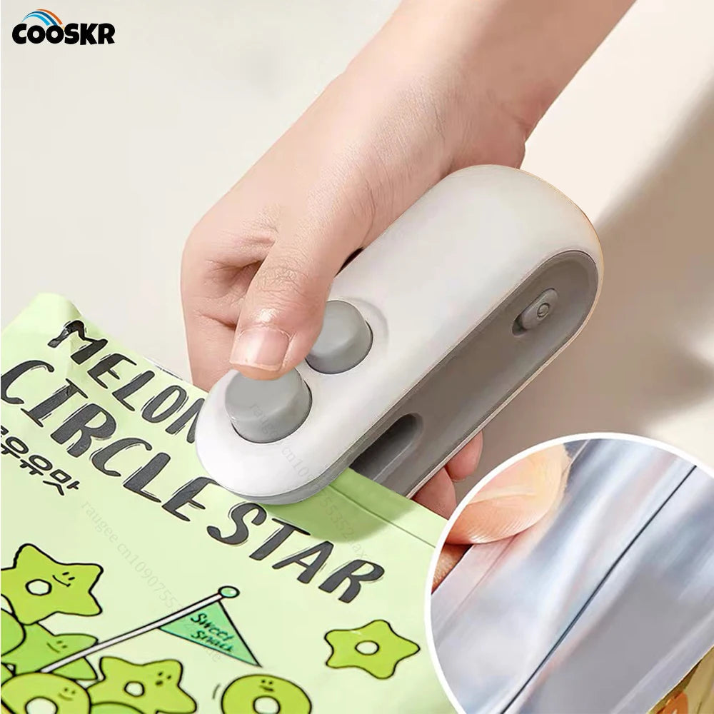 Handheld Bag Sealer Mini Heat Vacuum Food Sealer with Cutter and Magnet 2 in 1 Bag Sealer for Plastic Bags Snacks Food Storage 