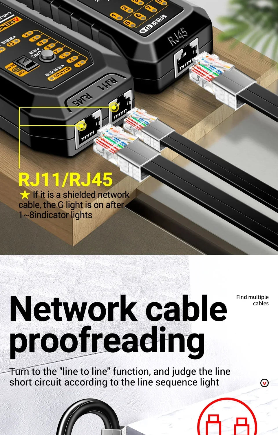 M469A RJ45/RJ11 Cable Tester and Tracer