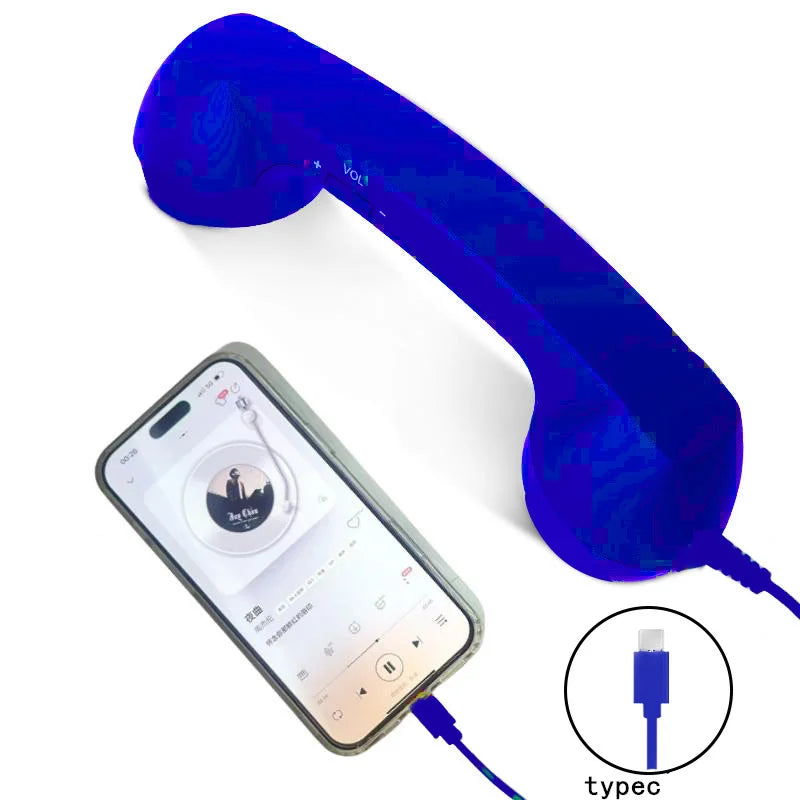 Cuffie cablate con microfono retrò a cornetta telefonica, Type-C, per Android, plug and play, per chat vocali, streaming live e audio