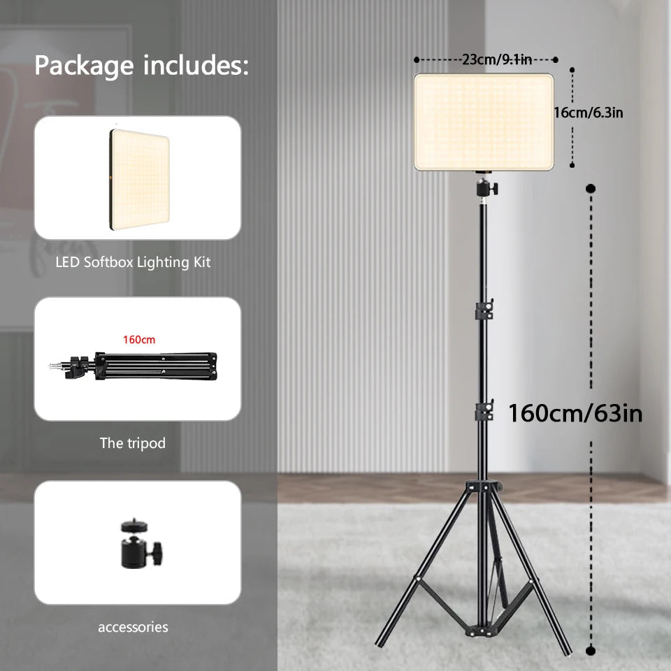 LED Video Lights Conference Photography Lighting Selfie Light Photo Studio Lamp With Tripod for Shoot Live Streaming TikTok Zoom 