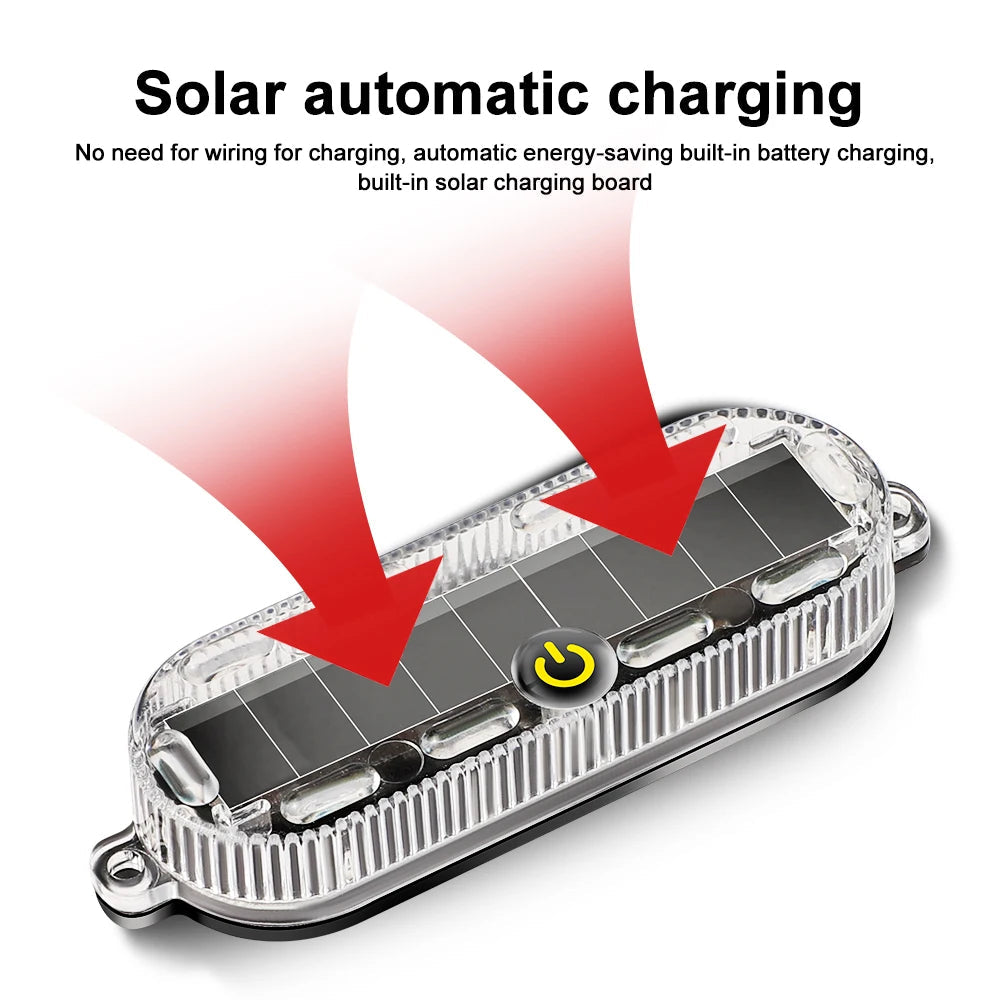 Car Solar Charging-free Anti-rear Collision And Explosion-proof Safety Light Motorcycle Brake Tail Light Modified Flash Light 