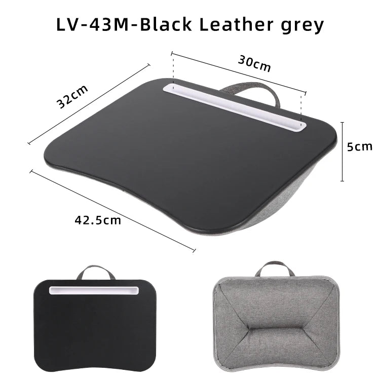 Cushioned Laptop Lap Desk with Wood Surface & Built-In Mouse Pad