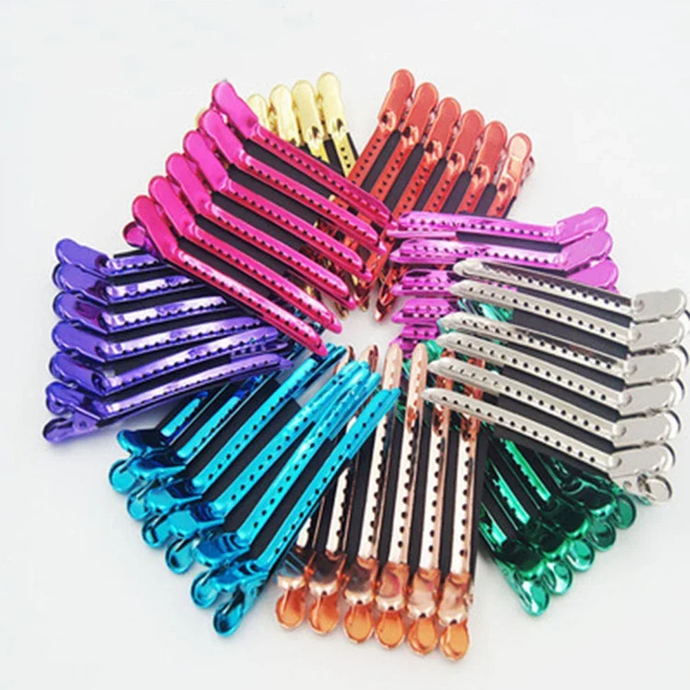 12 pinces crocodile en acier pour cheveux, 9.5 cm