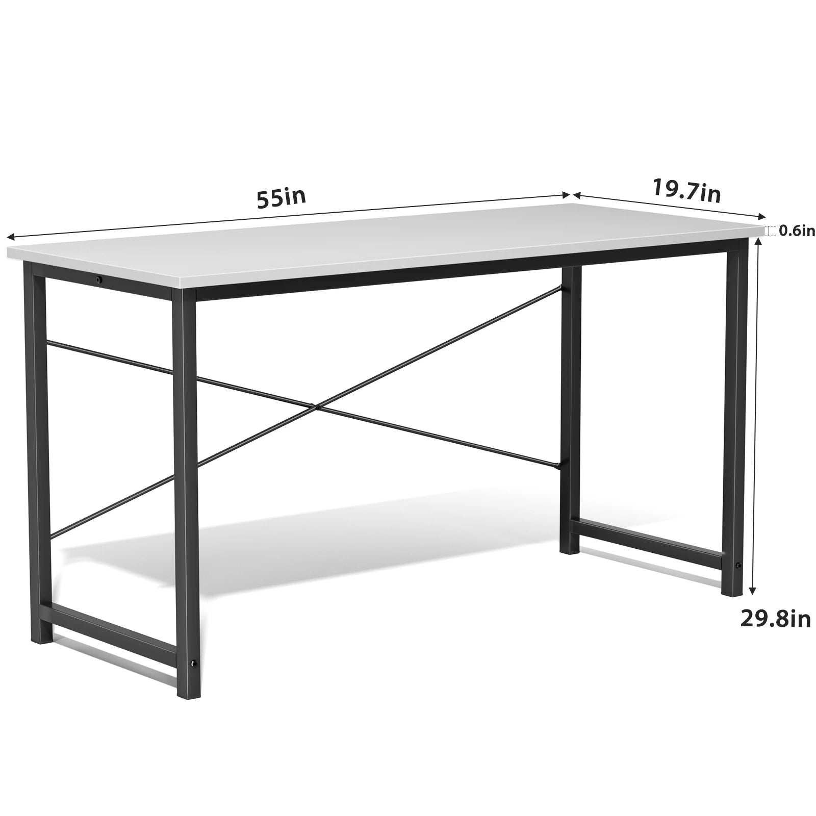 Modern Compact Computer Desk with Metal Frame & Wood Top