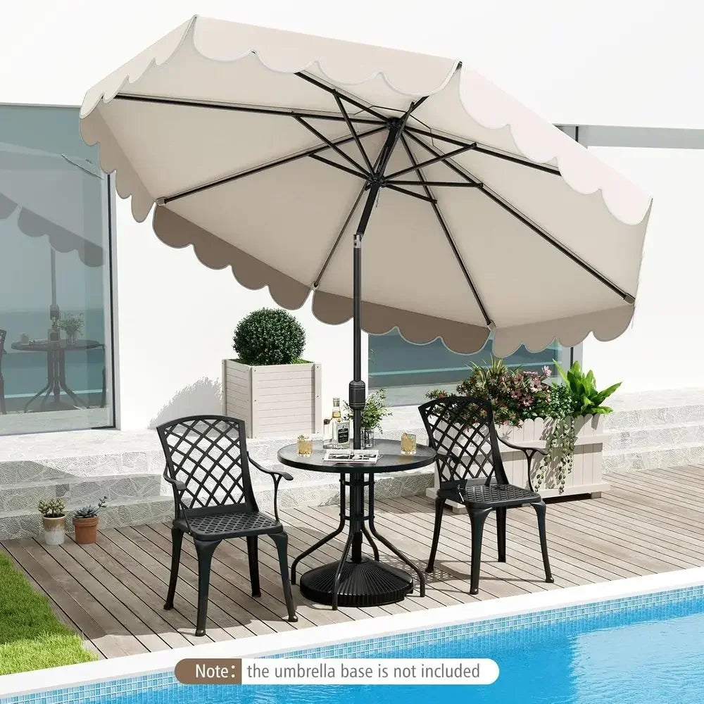 10-Foot 2-Tier Scalloped Patio Umbrella with Crank and 8 Ribs