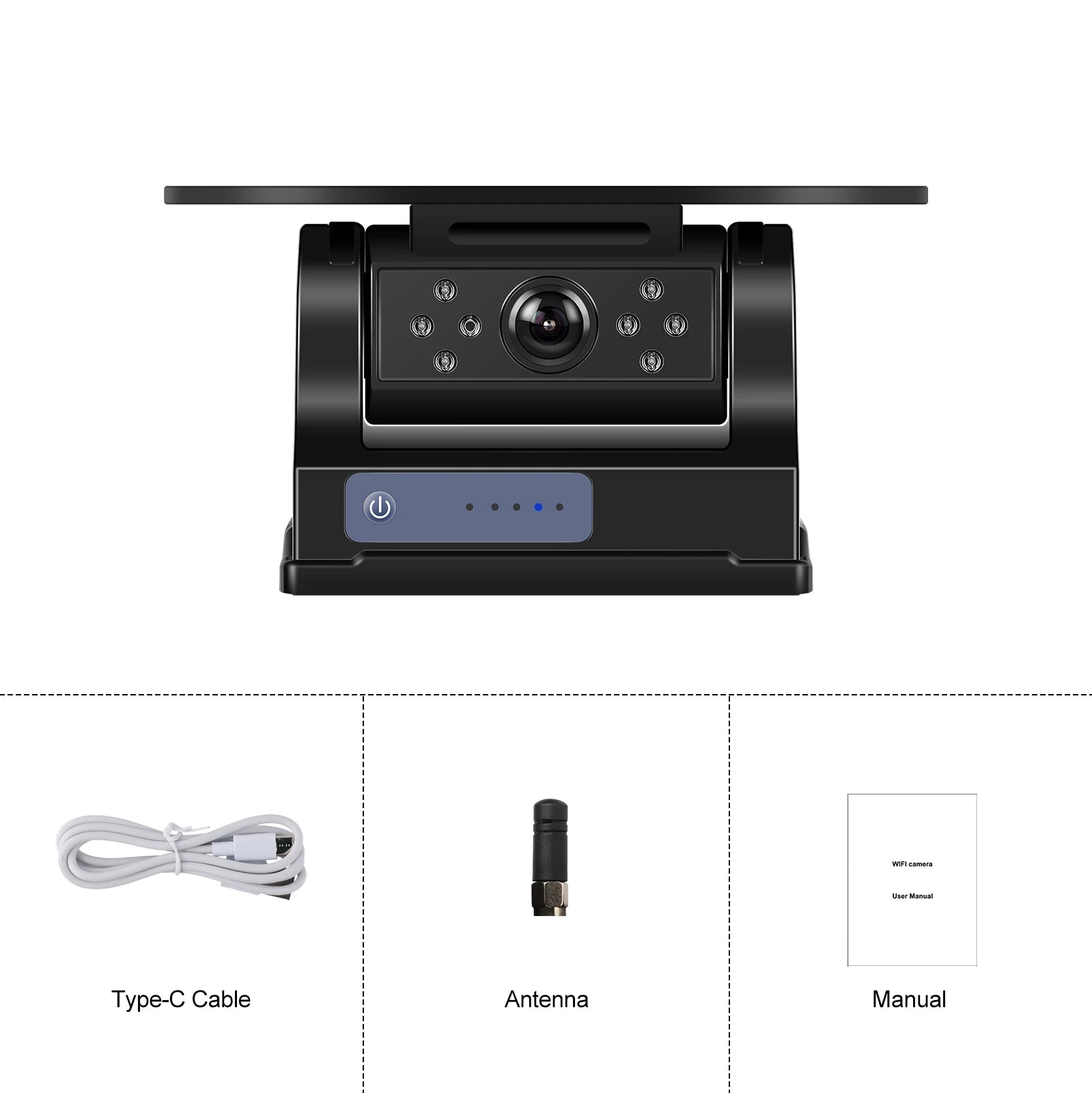 Leekooluu WiFi HD Car Camera Wireless Solar Panel 720P Infrared Night Vision Magnetic Camera IP67 Waterproof Front Rear View DVR 