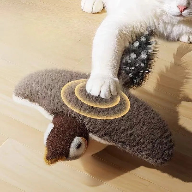 Simulated Bird Cat Toy Touch Sensitive Plush Toy Rechargeable Chirping Flapping Bird Cat Toy Touch Squeak Bird Plush Toy 
