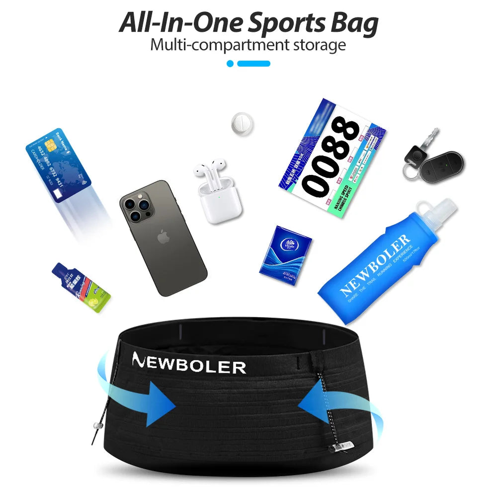 NEWBOLER Elastic Sports Waist Bag Pack Running Race Number Belt Triathlon Marathon Race Cycling Mountaineering Phone Waist Bag 