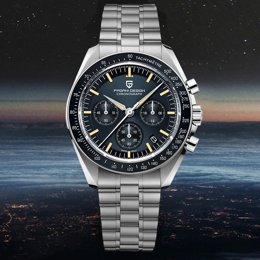 Ρολόι Pagani Design PD1701 Moonwatch Χρονογράφος με Ζαφείρι και Ατσάλινο Κάσα