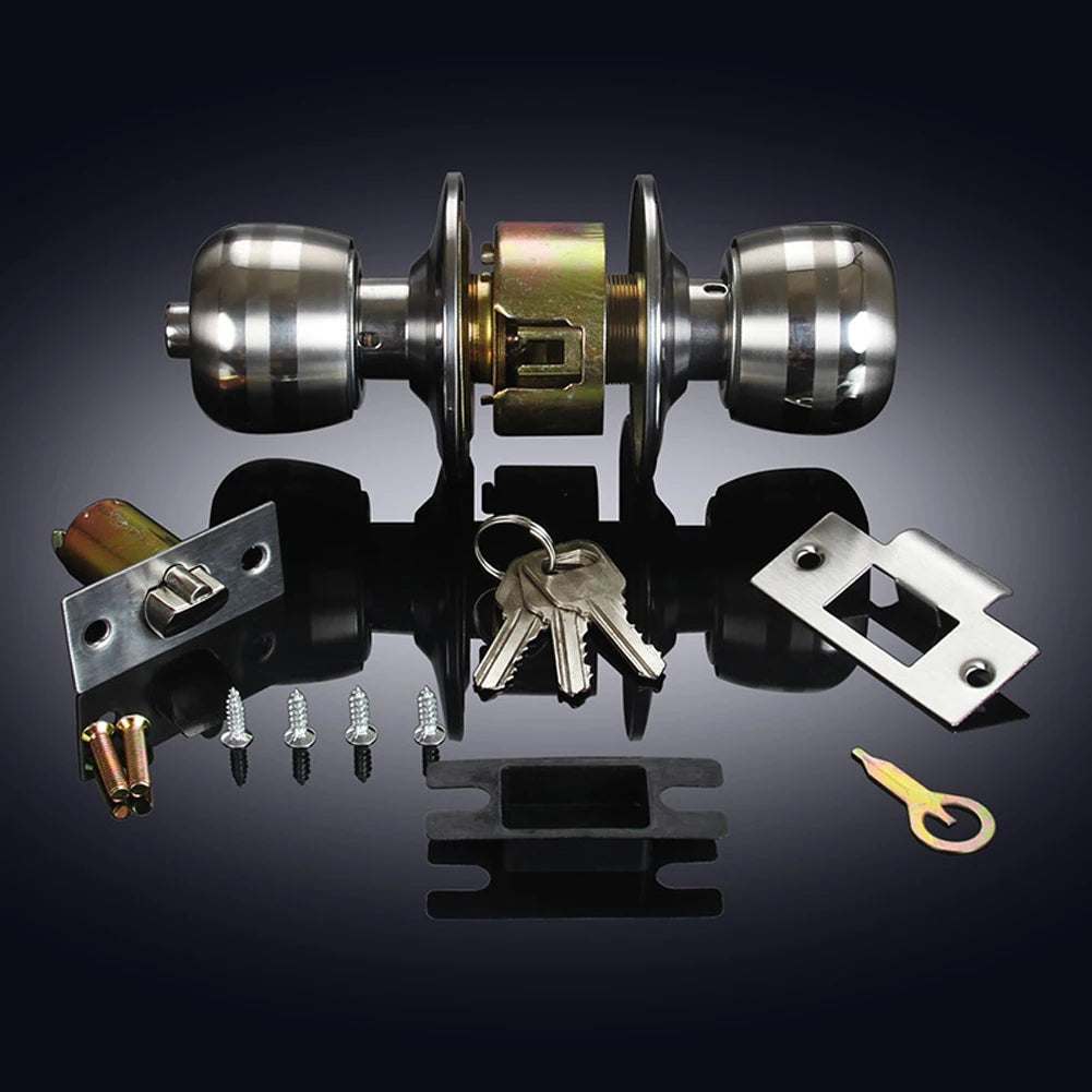 Stainless Steel Keyed Door Knob Set with 3 Keys