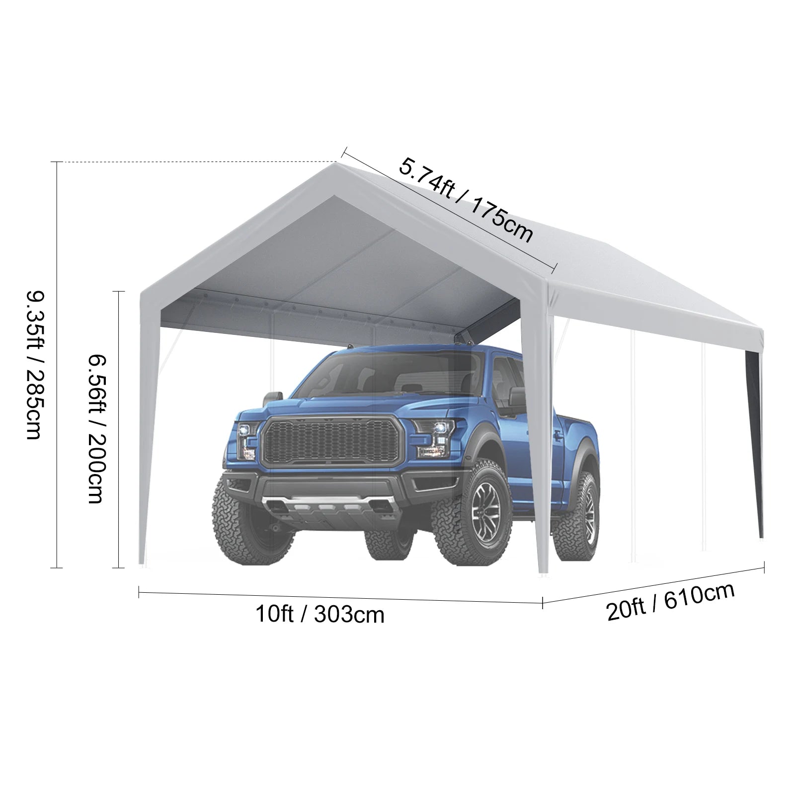 SucceBuy Carport Replacement Canopy Cover with Ball Bungees