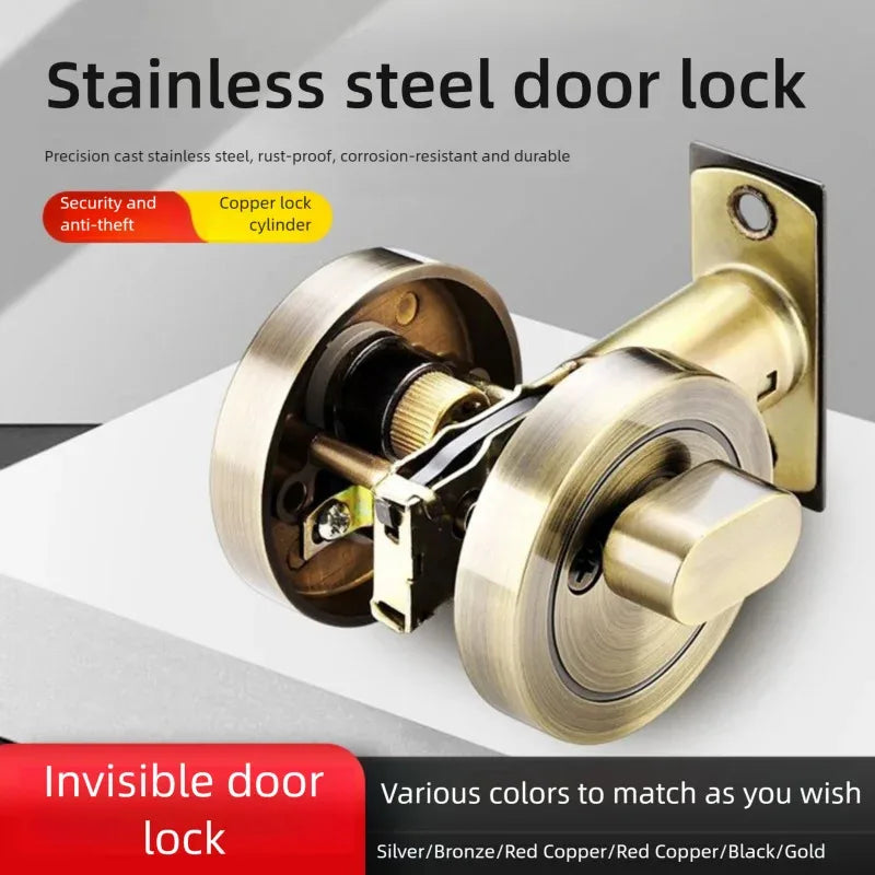 Concealed Door Lock for Wooden Doors, Stainless Steel, Three Keys