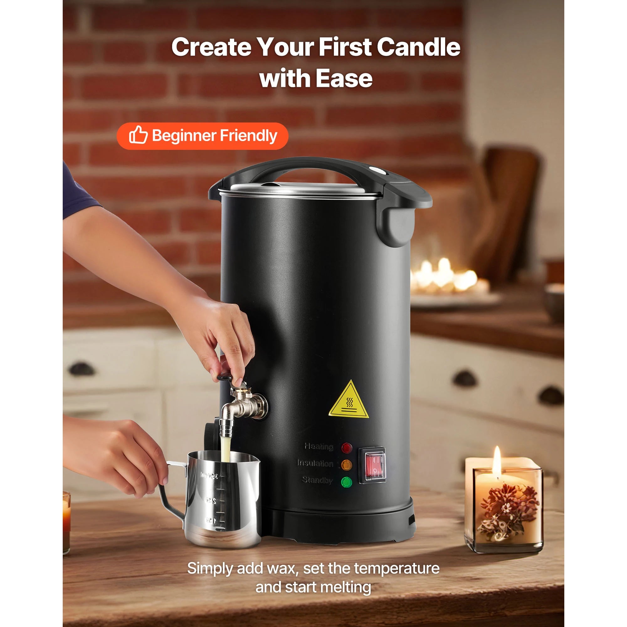 Wax Melter for Candle Making with Fast Heating & Easy Pour Spout