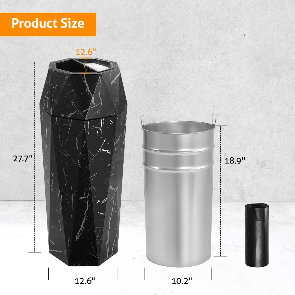 30L Diamond Style Stainless Steel Trash Can with Ashtray Lid