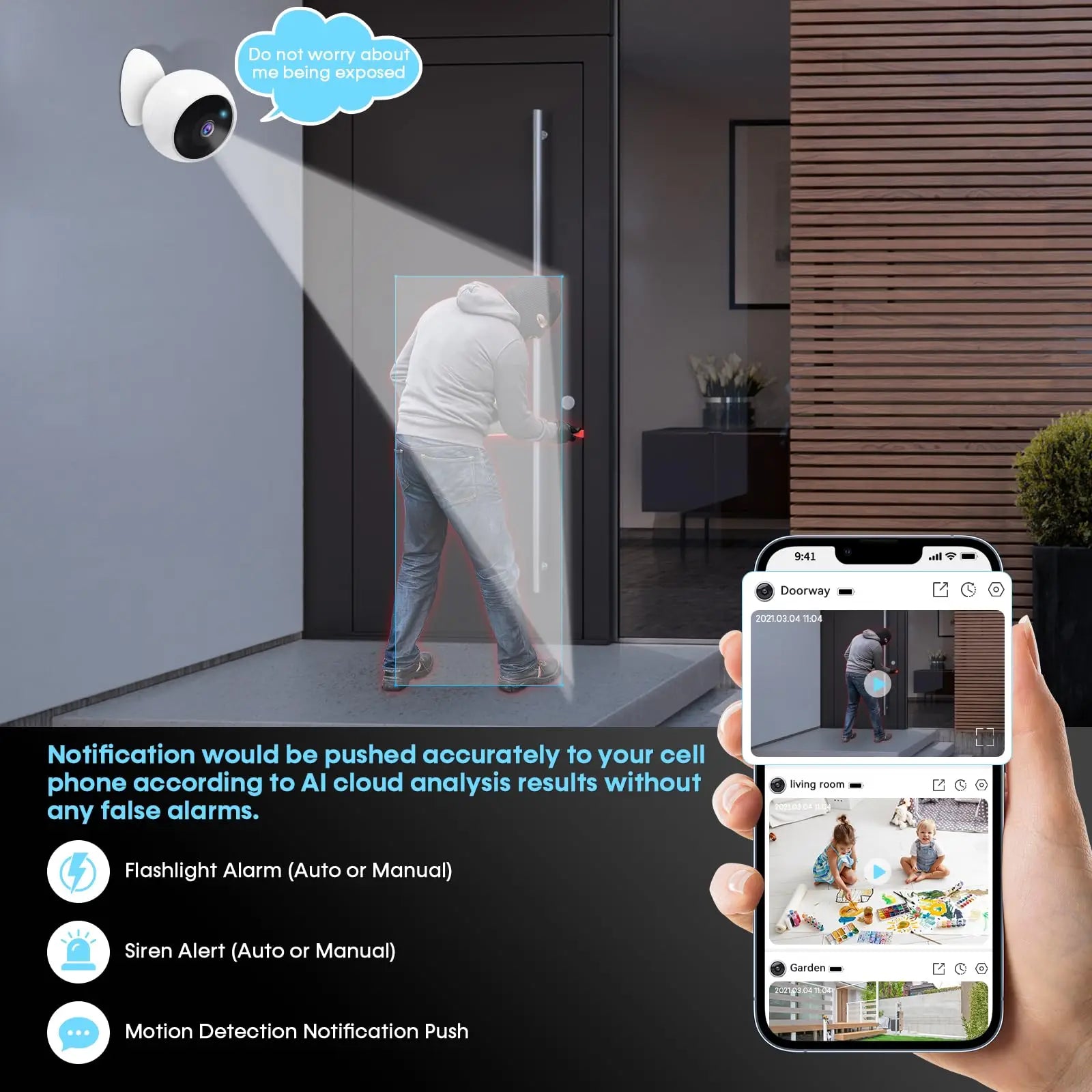 Κάμερα Ασφαλείας 2K 5MP WiFi με Ανίχνευση AI και Νυχτερινή Όραση
