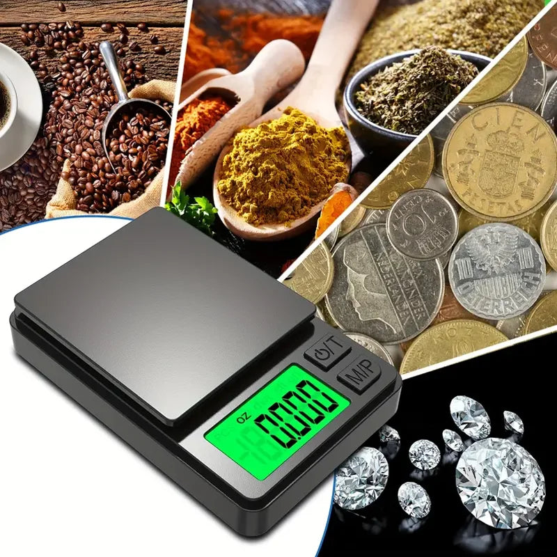 Precision Pocket Scale 1000g X 0.1g - Digital Gram, Food, Jewelry, Ounces/Grains Scale with Backlit LCD - Mini Scale for Travel 