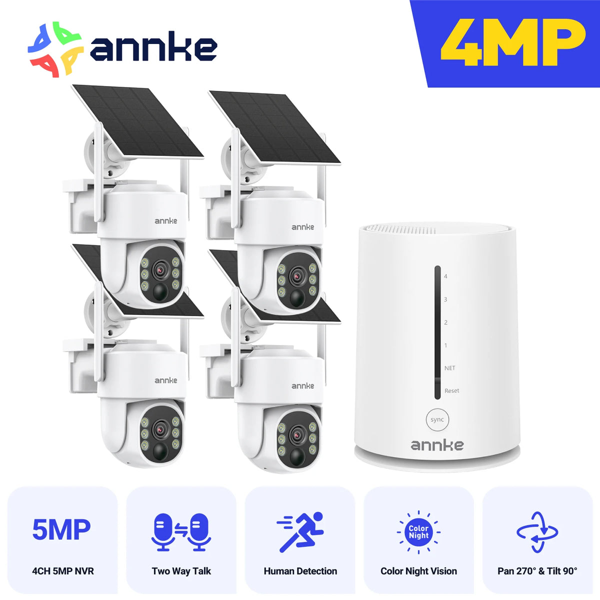 4MP Solar Wireless Outdoor Security Camera System