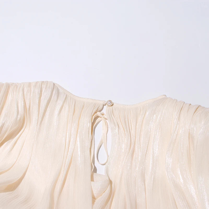 TWOTWINSTYLE Solid Patchwork Lace Up Blouse Mini Dresses For Women V Neck Long Sleeve Sweet Style Dress Female Clothing Fashion 