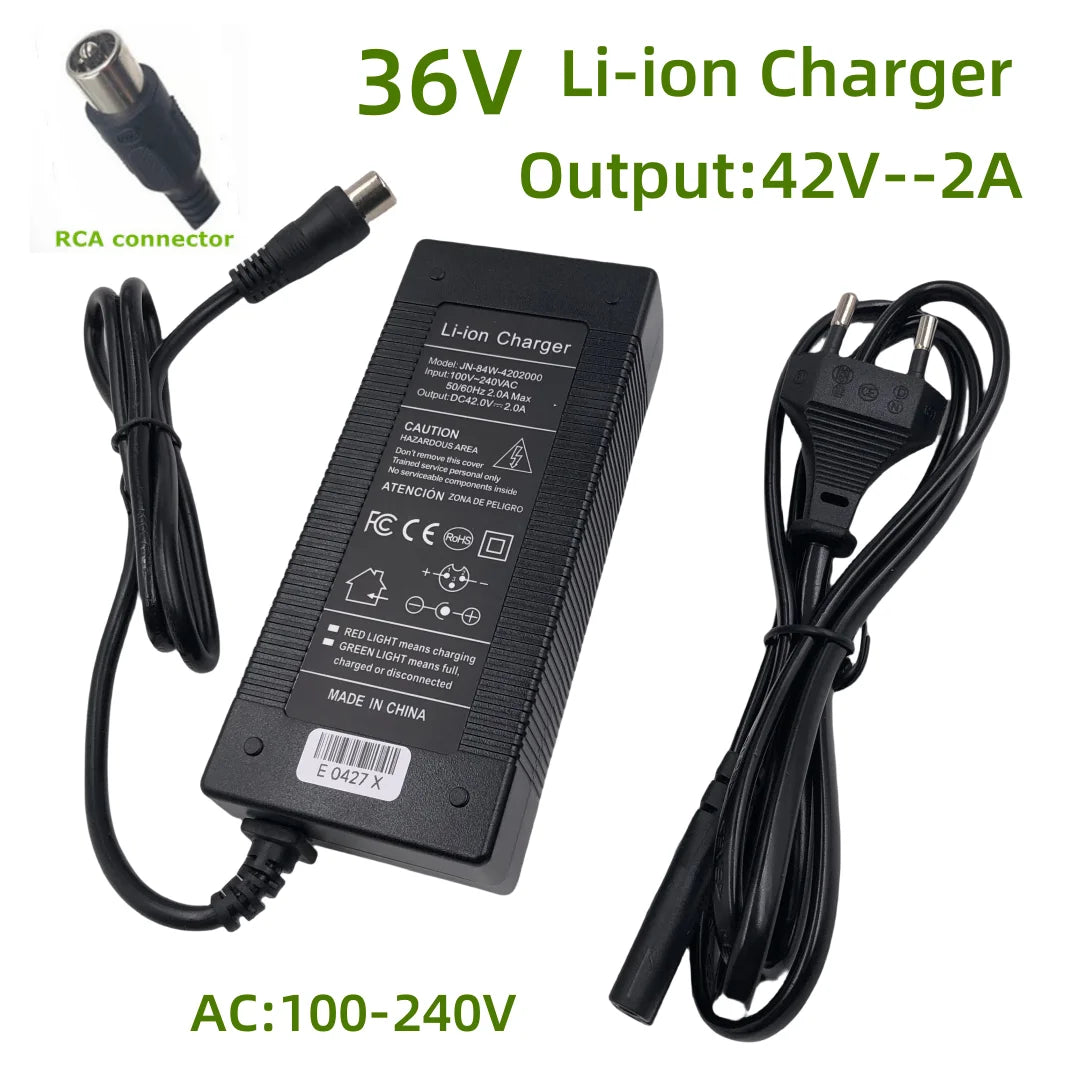 42 V 2 A Charger for 36 V Lithium Battery Packs