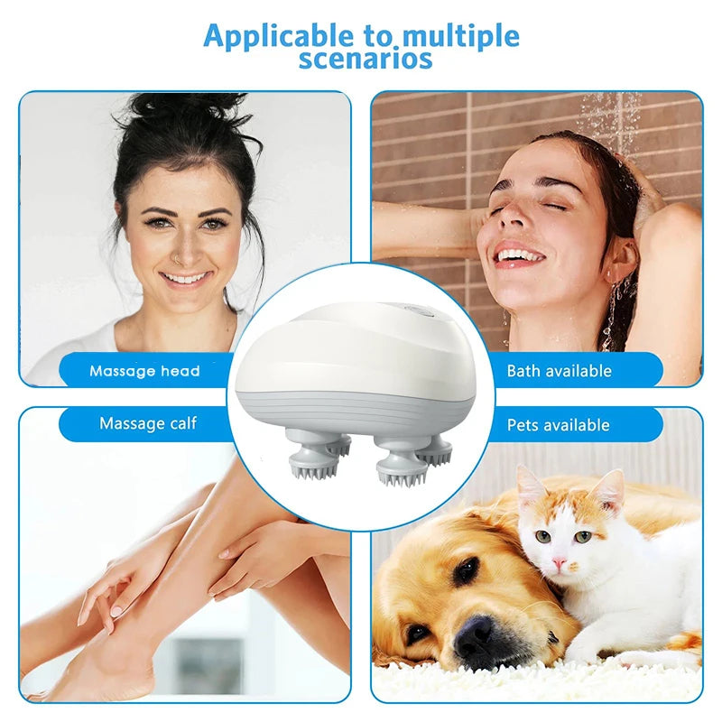Deep Scalp Massager Head Cleaning Massager Also Suitable for Pets Electric Massage Tool Washable and Portable 
