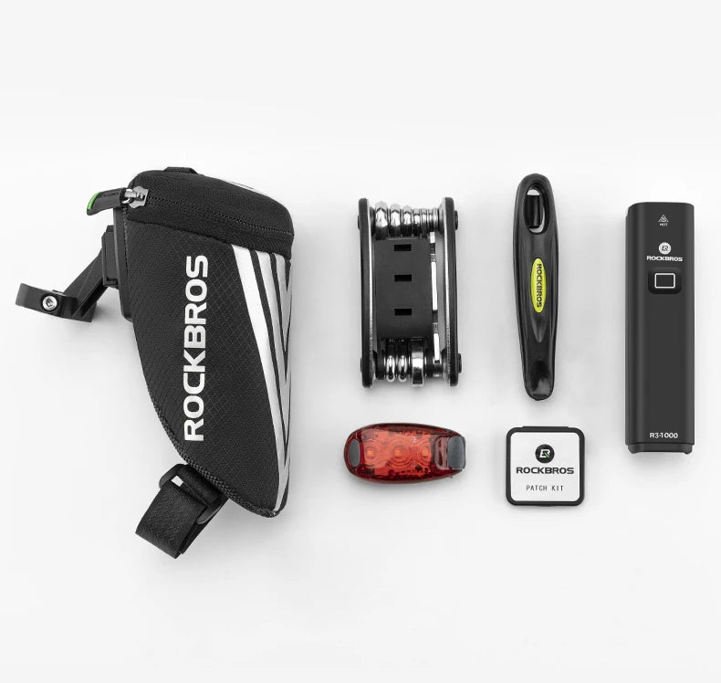 Compact Bike Saddle Bag with Reflective Design & Tool Storage