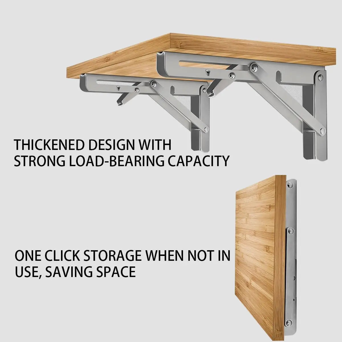 Folding Stainless-Steel Shelf Brackets, Pair