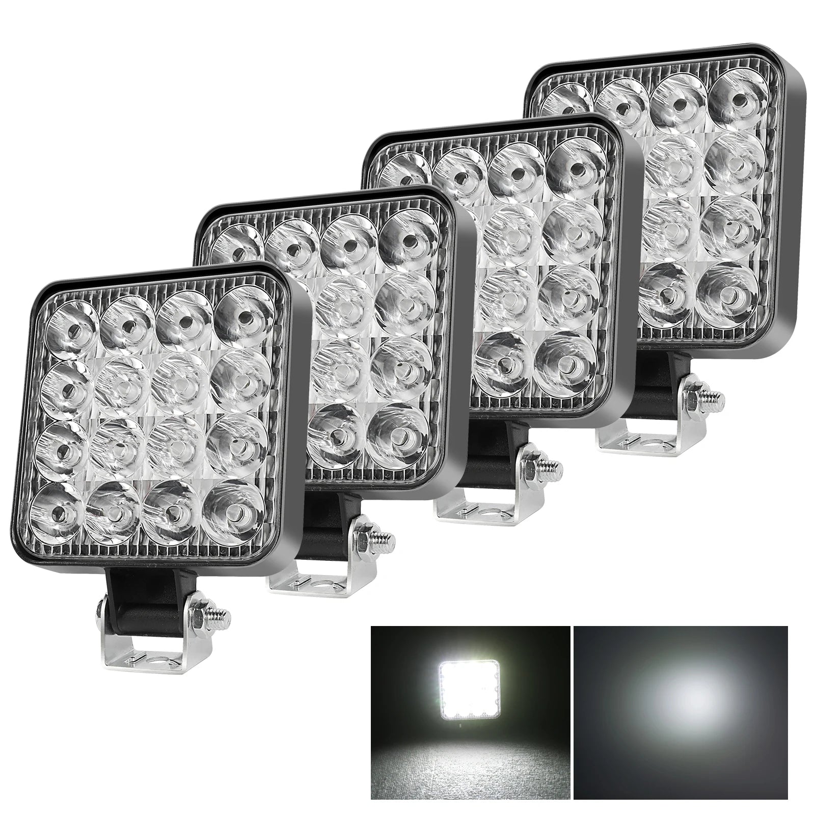 Barra de Luz LED HAOLIDE 48W Mini Luz de Trabalho LED para uso off-road Farol para Camioneta 4X4 Carro SUV ATV Faróis LED 12V 24V