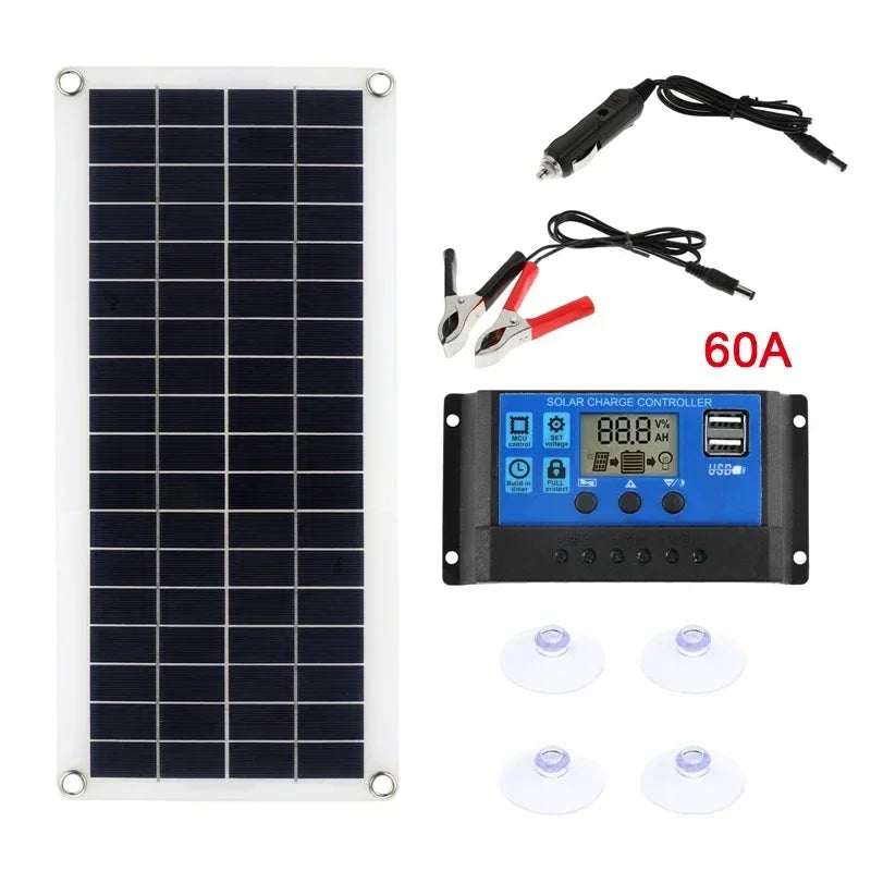 1000W Solar Panel 12V Solar Cell With 60A 100A Controller Solar Charge for Phone RV Car MP3 PAD Charger Outdoor Battery Supply 