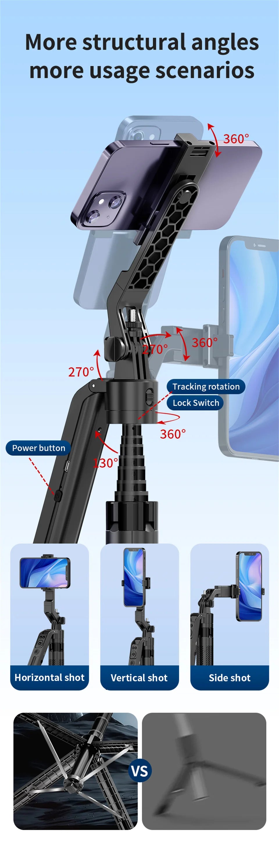 C12 Tripod Gimbal Stabilizer for Smartphone Cameras