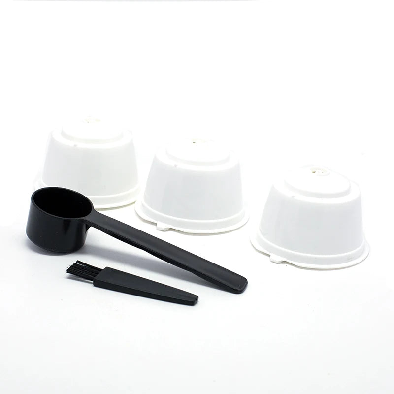 3Pcs Fit For Dolce Gusto Coffee Filter Cup Reusable Coffee Capsule Filters With Spoon Brush 