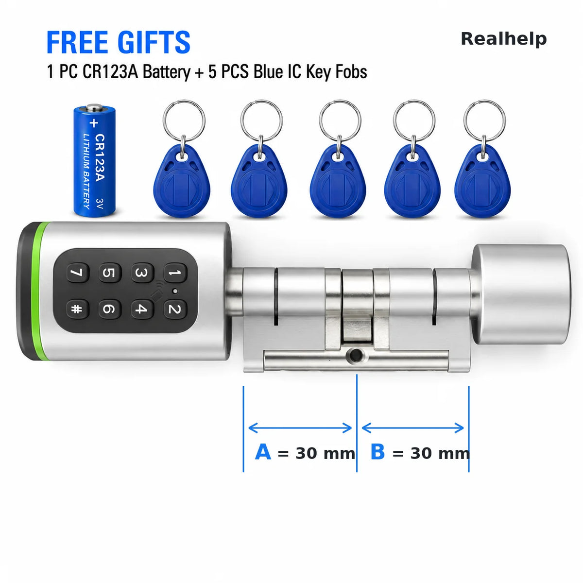 TTLock Smart Lock Cylinder with Keypad, APP Password IC Card Mechanical Key, Adjustable Euro Profile Door Lock
