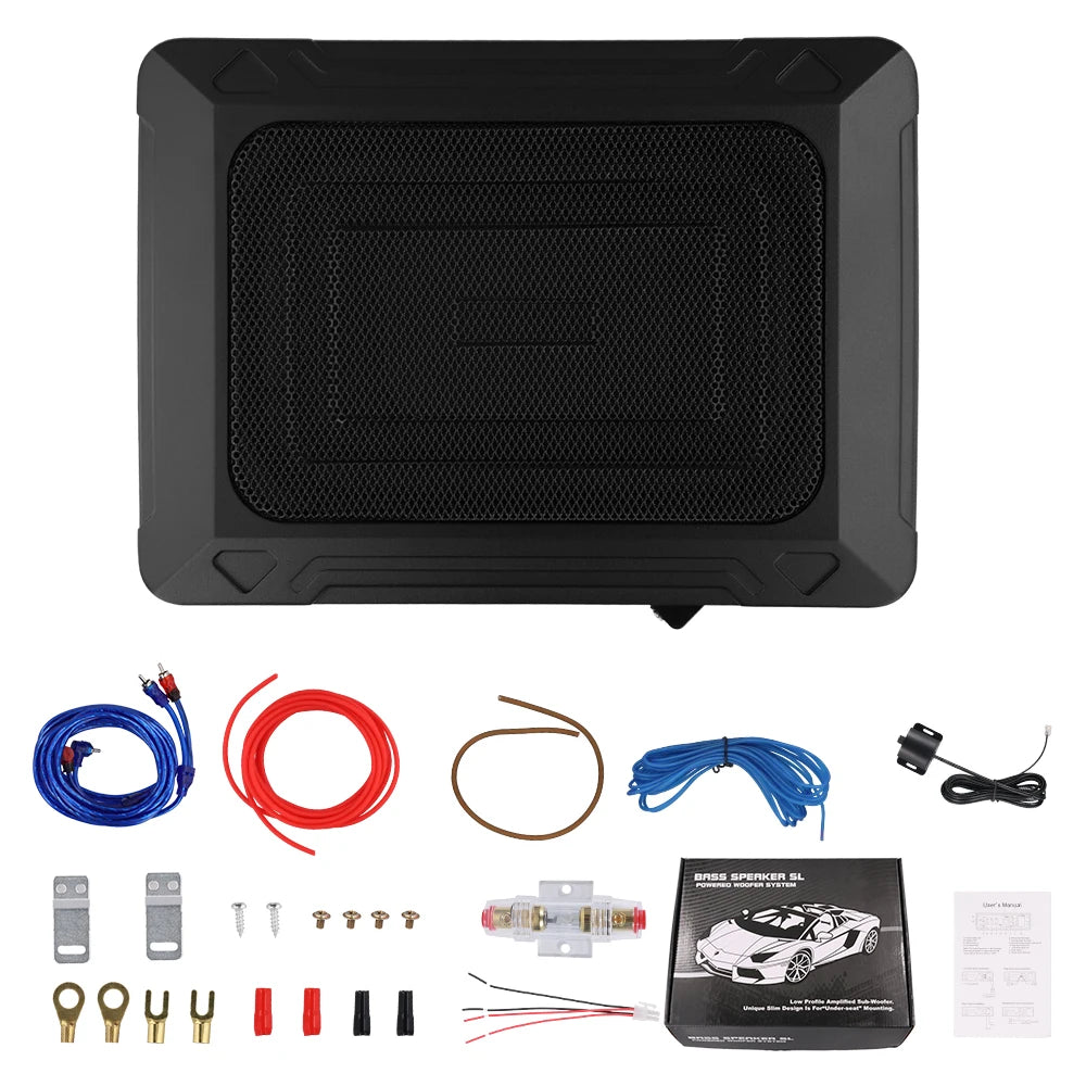 Podofo 1000W Ultra Slim Car Subwoofer Car Active Subwoofer Compact Under Seat Car Bass Audio Car Stereo Amplifier Speaker