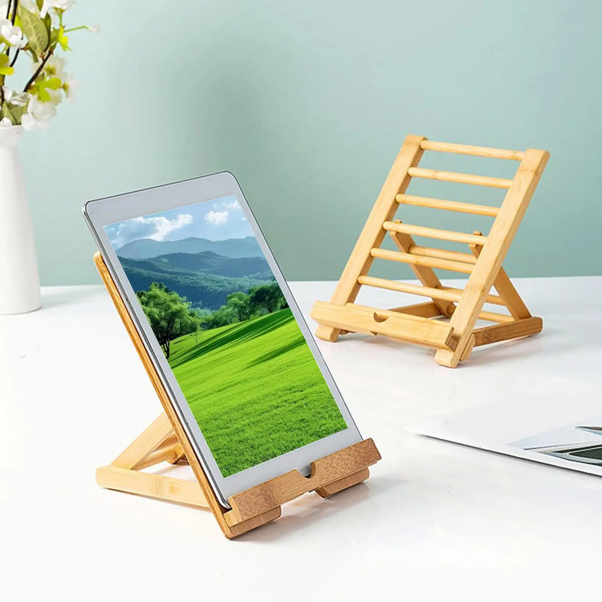 Adjustable Wooden Book and Tablet Stand
