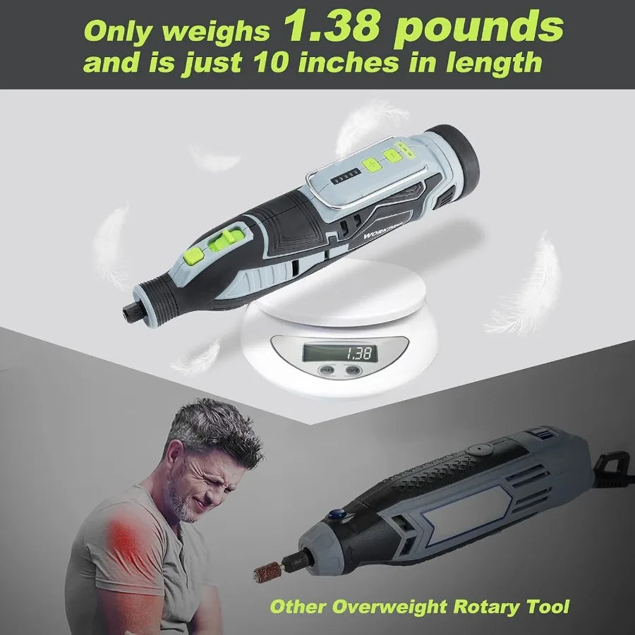 12V Cordless Rotary Tool Kit with 5 Speeds and 114 Accessories