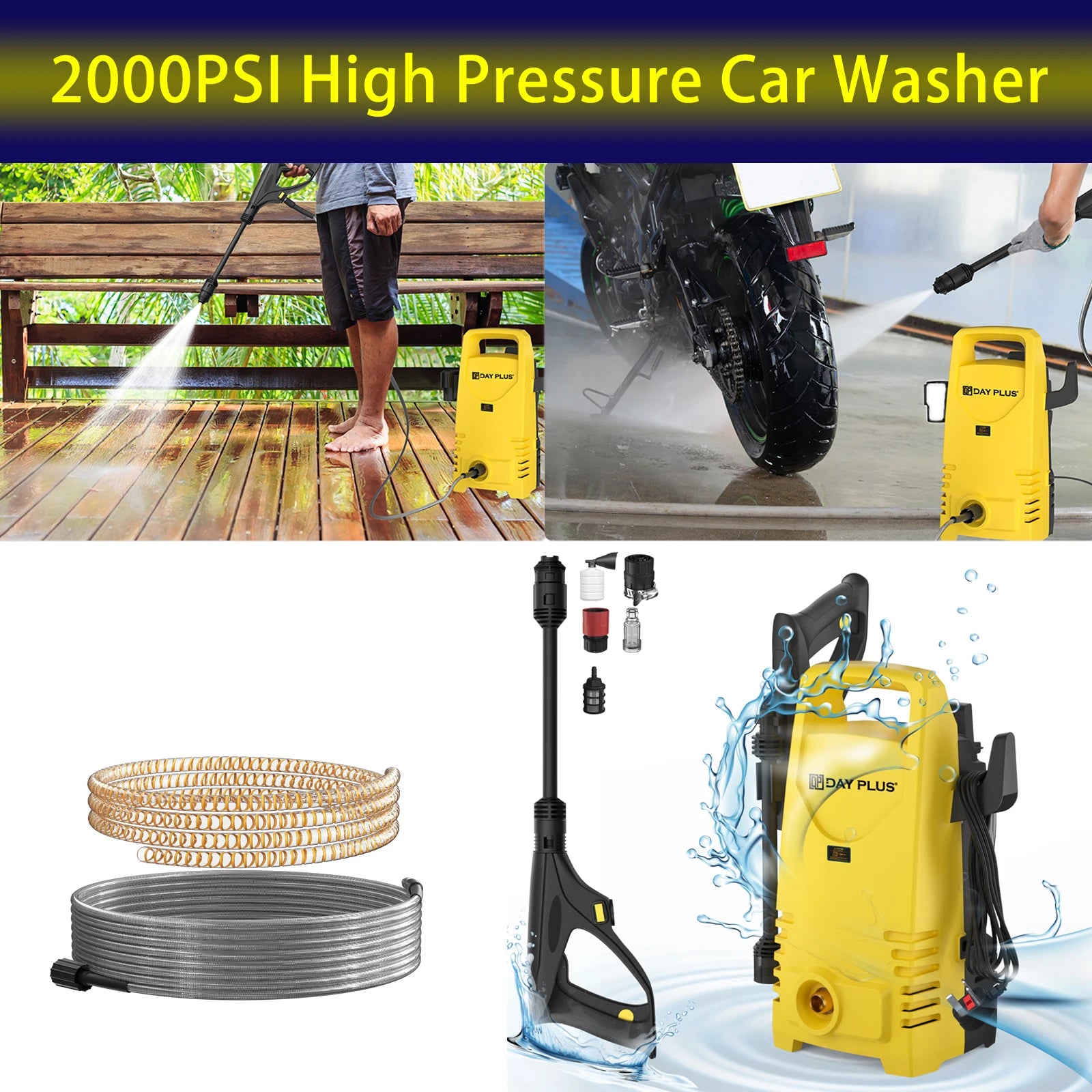 Pistolet de lavage de voiture électrique haute pression avec buse réglable